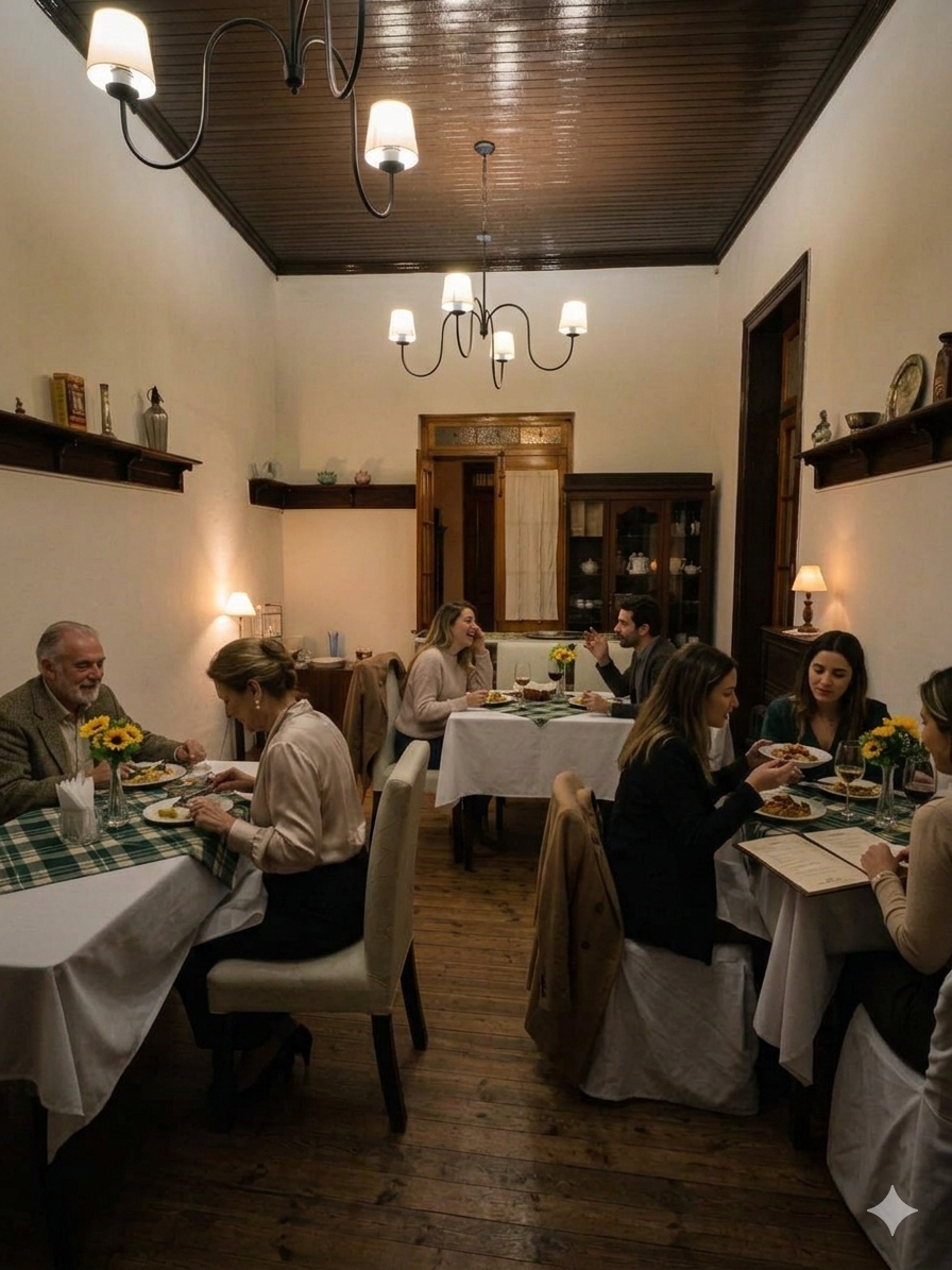 Huéspedes cenando en el comedor de Ty'r Haul